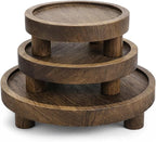 6PCS Wooden Risers for Display, Round Pedestal Counter Decor Holder, Rustic Riser Tray, Wood Cake Stand for Party Home Kitchen Counter Decor, 8/6/5 inch, Rustic Brown