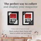 Creative Picture Frames 5.25 x 8.25 Magazine Cinema Frame with Full-Strength Glass, Holds Up To A 1/4" Thick Media Wall Display with Installed Hangers for Easy Mounting, 8x10 Black Frame with Black Mat