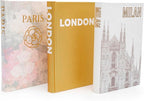 Decorative Books for Home - Shelf Decor Accents - Set of 3 - Modern Hardcover Book Stack - Matte Gold Coffee & Entry Table Decoration - Contemporary Display - Fashion Designer Dresser Aestethics