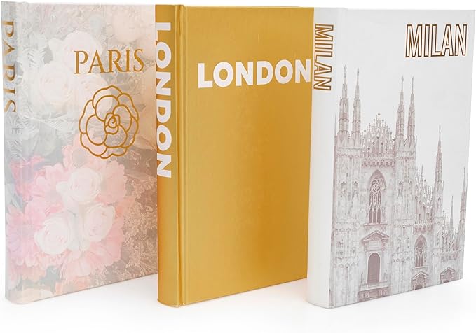 Decorative Books for Home - Shelf Decor Accents - Set of 3 - Modern Hardcover Book Stack - Matte Gold Coffee & Entry Table Decoration - Contemporary Display - Fashion Designer Dresser Aestethics