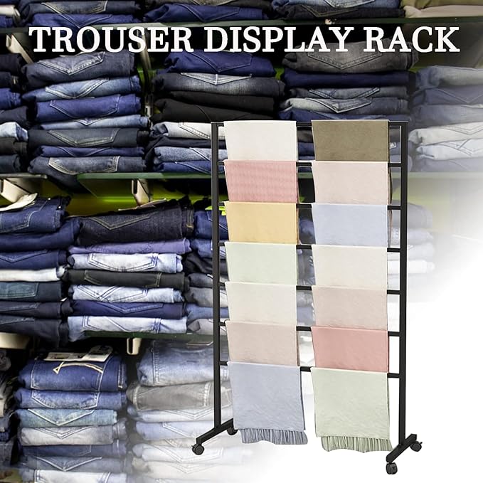 Metal Scarf Display Stand with 360 Swivel Caster Wheels, Movable Freestanding Scarf Floor Standing Display Rack, Belt Shawl Hijab Organizer for Boutique Display, Commercial Home