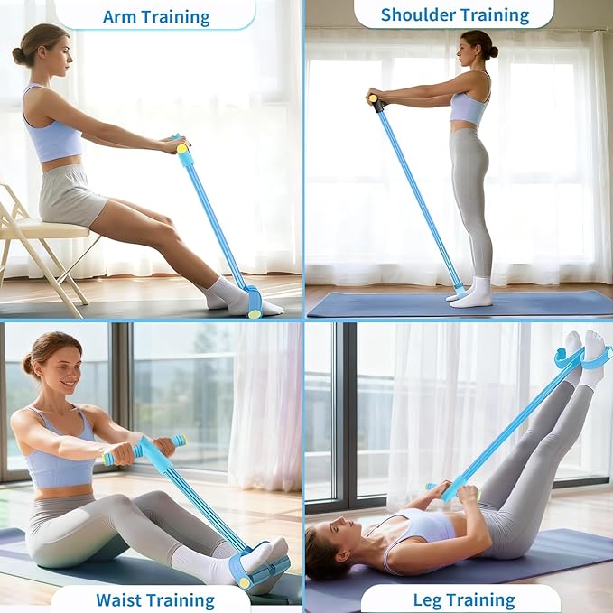 Pedal Resistance Bands with Handles, Upgrade 6-Tubes Manual Tension Training Pedal, Natural Rubber Foot Pedal Resistance Bands, Multifunction Fitness Bands for Abdomen, Waist, Arm, Leg