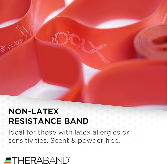 THERABAND CLX Resistance Band with Loops, 5-Foot Non-Latex Exercise Band for Mobility, Rehab, Stretching & Home Workouts, Color-Coded Resistance Levels