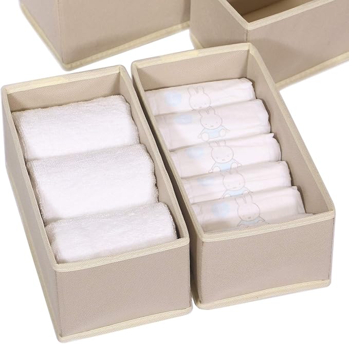 DIOMMELL 6 Pack Foldable Cloth Storage Box Closet Dresser Drawer Organizer Fabric Baskets Bins Containers Divider with Drawers for Clothes, Underwear, Bras, Socks, Lingerie, Clothing