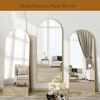 Dewfig Arched Gold Full Length Mirror, 57"X20" Large Floor Mirrors, Full Body Mirror for Leaning or Hanging, Standing Mirrors for Bedroom, Living Room,Dressing Room, Aluminum Alloy Frame, Gold
