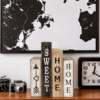 Lineshading 4 Pcs Farmhouse Table Decor Wooden Books Home Sweet Home Tiered Tray Decor Rustic Wood Block Sign Housewarming Gifts Neutral Centerpiece Farmhouse Stacked Decoration for Shelf Mantle