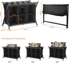 Luggage Rack for Guest Room, Folding Suitcase Stand with 6-Cube Fabric Storage Shelf, Luggage Holder, Steel Foldable Luggage Stand for Guest Room, Bedroom, Hotel, Black