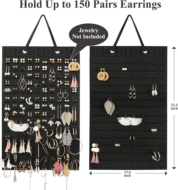 Hanging Earrings Organizer & Holder - 20 Hooks, Holds Up To 300 Pairs, Compact Design, Soft Material, Earring Hanger & Display for Women & Girls - 1 Pack
