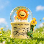 You are My Sunshine Snow Globe Music Box with Colorful Lights, Sunflower Musical Snowglobe, Wind Up Resin Flower Music Box Gifts for Mom Wife Girlfriend Grandma Women Birthday Anniversary