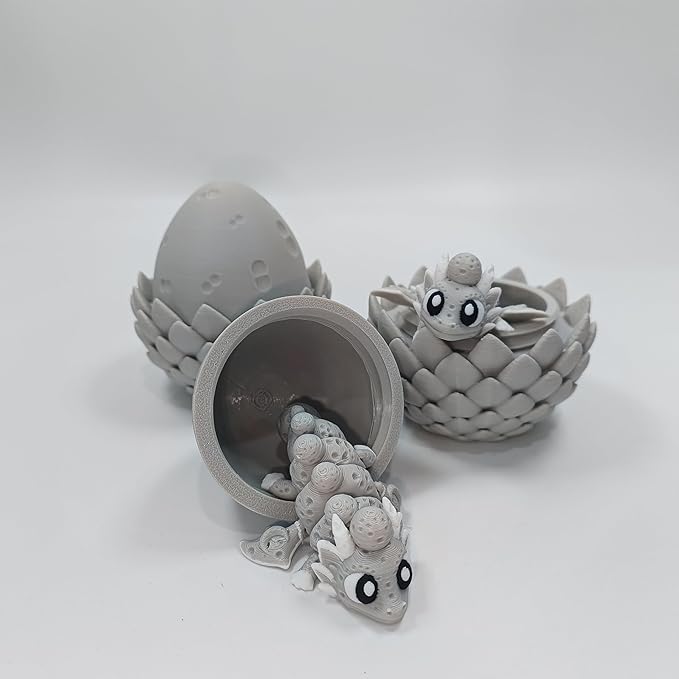 Enchanted 3D Egg with Miniature Inside - Handcrafted Printed Collectible | Fantasy Decor & Gift (Moon Dragon & Egg (Box))