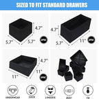 Pomety Foldable Drawer Underwear Drawer Organizer Foldable Dresser Clothes Storage Box Dresser Drawer Divider Organizers Bins for Clothes, Underwear,Socks, 7 Pack （Black）