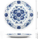 Chinese Style Ceramic Decorative Plate, Blue Decorative Dish with Stand, Blue and White Pottery Bone China Decorative Plates Art Porcelain Plate for Living Room Hallway Table Decor