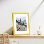 Vittanly 11x14 Picture Frames Set of 9, Shatter Resistant Plexiglass, Display 8x10 Pictures with Mat or 11x14 without Mat, Photo Frames for Wall or Tabletop, Engineered Wood, Yellow