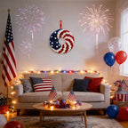 Idyllic 20 Inch Patriotic Wreath, PE Roses with Metal Stars, Suitable for Front Door, Wall, Home Decoration & Memorial Day, 4th of July Decorations