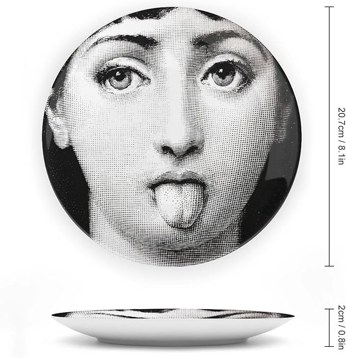 Lina Cavalieri Plate, Wall Decorative Plate, Mysterious Face Plate Wall Hanging Decoration,Including Bracket And Special Spring HooK, (Style-6, 8inch)