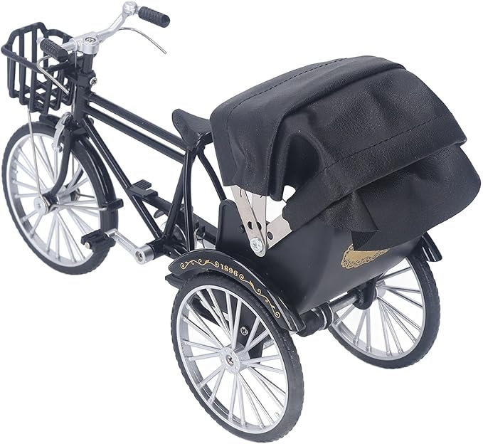 TOPINCN Retro Rickshaw Figurine Decorative Alloy Wheel Rickshaw Model Lifelike Collectible Miniature Rickshaw Toy Retro Rickshaw Ornament Decorative