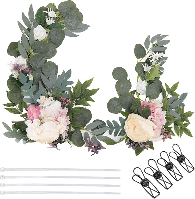 2pcs Top ABS Hanging Flower Swags - Lifelike Artificial Decorative Arch Flowers for Wedding, Party, Photography & Outdoor Events