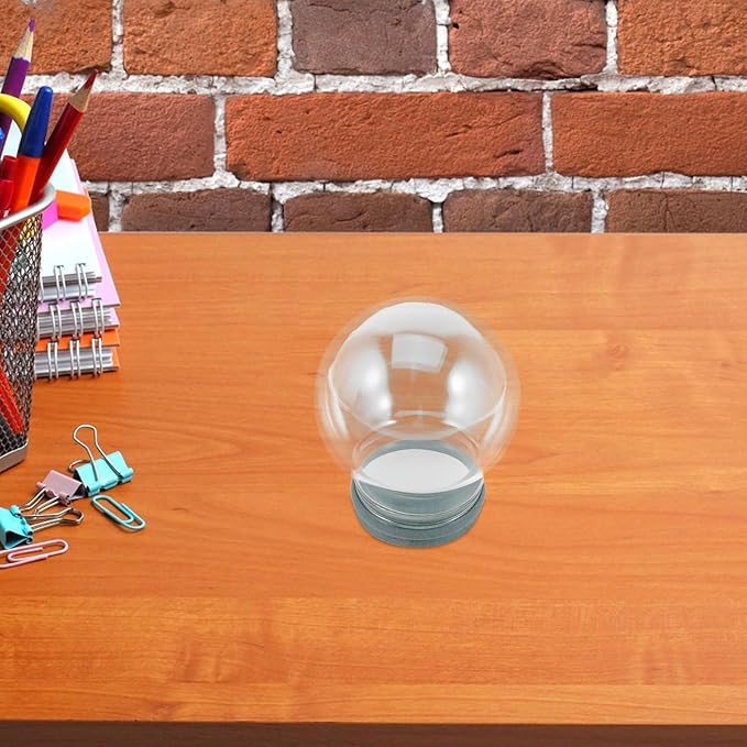 2pcs Glass Snow Globes: Clear Fillable Snow Water Globe Rubber Base Candy Bottle Jar for DIY Craft Home Christmas Winter Decoration 80mm