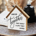 And So Together They Built a Life They Loved House Shaped Wood Sign, Family Sign Love Decor, Farmhouse Living Room Bedroom Home Decor