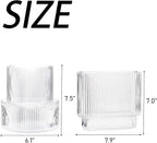 Ribbed Glass Vases, Set of 2 Fluted Vases for Flowers, Clear Vase for Tulips, Modern Glass Vase for Living Room, Dining Table, Office, Entryway, Mantle, Bookshelf, Wedding Gifts