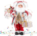 Gfilay 18 Inch Animated Plush Santa Figurine with Music and Movement, Collectible Red Sequin Coat Christmas Decoration, Singing Dancing Santa Claus Holiday Centerpiece Gift for Home or Store