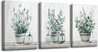 MHARTK66 Canvas Wall Art For Bedroom Living Room Canvas Prints Artwork Bathroom Wall Decor Green Plants Painting 16" X 24" 3 Pieces Modern Framed Ready To Hang Office Home Decorations