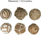 6pcs Decorative Balls for Bowl Centerpiece, 2.4 Inch Orbs Spheres Decor Balls Rattan Wicker Balls for Bowl Fillers, DIY Home Vase Table Decor