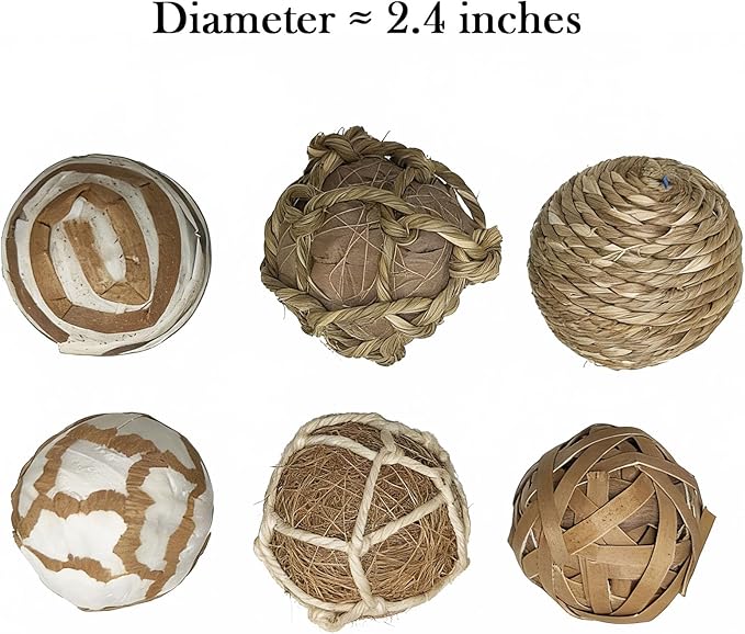 6pcs Decorative Balls for Bowl Centerpiece, 2.4 Inch Orbs Spheres Decor Balls Rattan Wicker Balls for Bowl Fillers, DIY Home Vase Table Decor