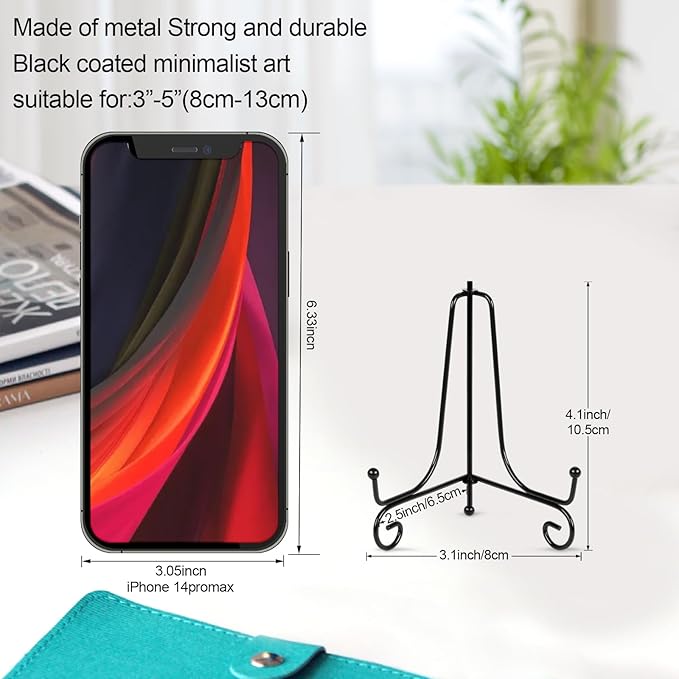 Vivinin 6 Pack Plate Stands for Display, Holder for 4 Inch Pictures, Metal Frame Stand and Artwork Display