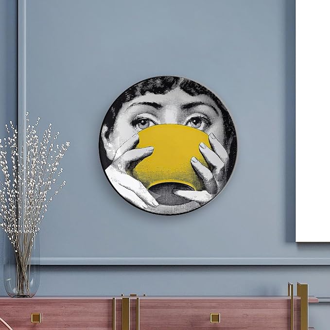 Lina Cavalieri Plate, Wall Decorative Plate, Mysterious Face Plate Wall Hanging Decoration,Including Bracket And Special Spring HooK,style-13,7inch
