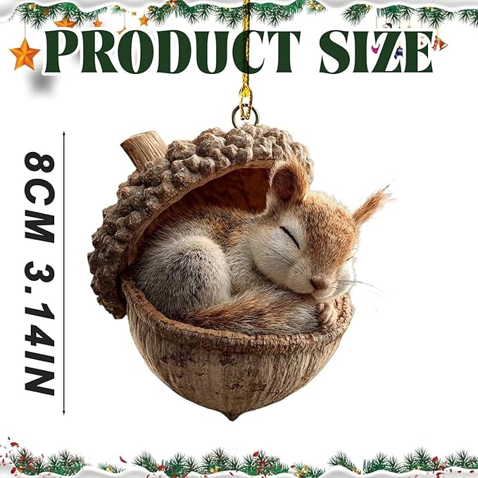 5PCS Forests Animal Acorn Ornaments, Forests Christmas Ornaments, 2026 New Pine Cone Animal Decoration, 2D Acrylic Animal Christmas Tree Pendant for Home Decor