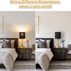 Touch Lamp for Bedroom, 3 Way Dimmable Gold Table Lamp with Black Starry Shade, Decorative Nightstand Lamp Ambient Beside Light for Living Room, Guest Room, Office 3000K LED Bulb Included