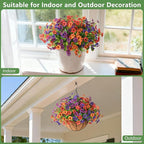 Artificial Flowers for Outdoors, 12 Bundles Multicolor Silk Fake Flower for Spring Summer Decoration, UV Resistant No Fade Artificial Outdoor Plants for Home Planter Porch Patio Yard Decor