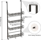 Over Door Hat Organizer 5 Tier Wall Mounted Hat Rack with 4 Adjustable Metal Basket and 3 Hooks Hat Organizer for Baseball caps Hat Hanger Holder Display for Door Closet Cap Organizer Storage