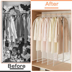 Clear Garment Bags (24'' x 48'' Set of 6) Clothes Covers for Closet Storage Closet Cover for Open Closet Hanging Clothes Travel Bag Clothes Bags with Zipper Gown Garment Bag for Long Dresses
