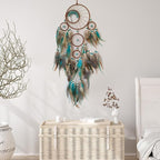 Blue and Brown Large Dream Catcher Wall Decor Crystal Tree of Life Dream Catchers Handmade Feather Dreamcatcher Wall Hanging Ornament for Bedroom Living Room Home Decor