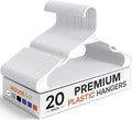 HOUSE DAY Plastic Hangers 20 Pack - White Clothes Hangers with Non-Slip Shoulder Grooves, Durable and Sturdy T-Shirt, Dress, Coat Hanger, Space Saving Design Perfect for Closet Organizers and Storage