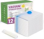 Space Bags Vacuum Storage Bags (Jumbo 12 Pack) Save 80% Space - Vacuum Bags for Comforters and Blankets, Bedding, Compression Seal for Closet Storage - Pump for Travel