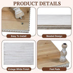 MAONAME Wood Display Risers Decorative Tray Set of 3, Farmhouse Pedestal Stand for Display Home Decor, Vintage White Beaded Wooden Tray for Kitchen Counter, Short and Tall Footed
