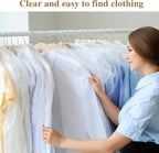 20 Pack Clear Clothes Covers for Hanging Garment Plastic Suit Bags Dry Cleaning Bags Transparent Dust-proof Garment Covers for Dry Cleaner, Home Storage, Travel (60 x 100cm)