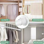 Closet Rods for Hanging Clothes, 1.3 Inch Diameter Heavy Duty Closet Rod 17-75 Inch Adjustable Clothes Hanging Bar Matte White Shower Curtain Rods for Closet, Wardrobes, Bathroom, Windows