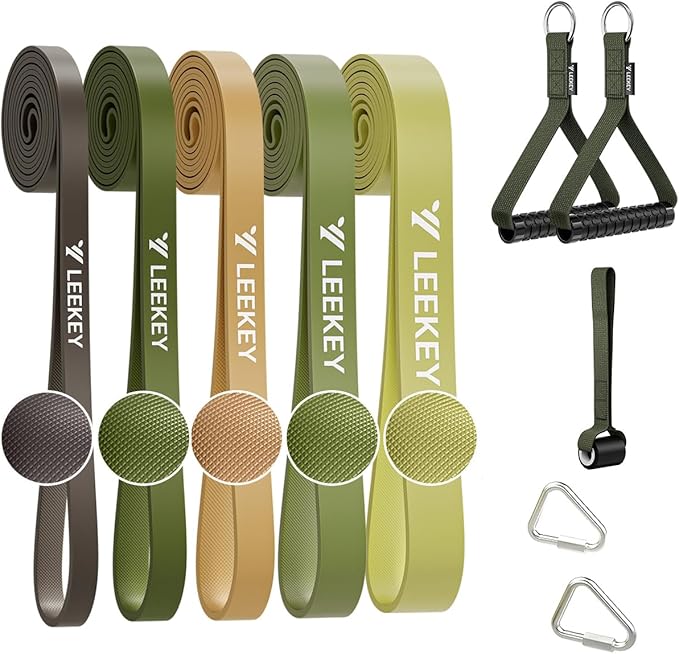 LEEKEY Resistance Bands, Exercise Bands with Handles,Pull Up Assist Bands - Band Set with Door Anchor - Bands for Working Out,Band for Men and Women Fitness Training,Home Workouts