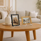 Americanflat Acrylic Easel Stand - 6" Tabletop Easel and Plate Stand - Set of 4 - Lightweight Display Holders for Photos, Cards, Frames, Books, Magazines, Albums - Home or Office Decor