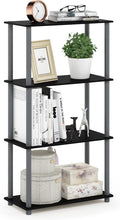 Furinno TURN-N-TUBE Storage Shelves, 4-Tier Toolless Book Shelf, Corner Shelf, Toolless Open Shelves, for Organization and Storage, Living Room, Garage, Home Office, Black