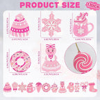 Pink Candy Ornaments for Christmas Tree Decorations, 12 PCS Soft PVC Candy Sweet Christmas Ornaments for Xmas Tree Party, Home, Office Decor