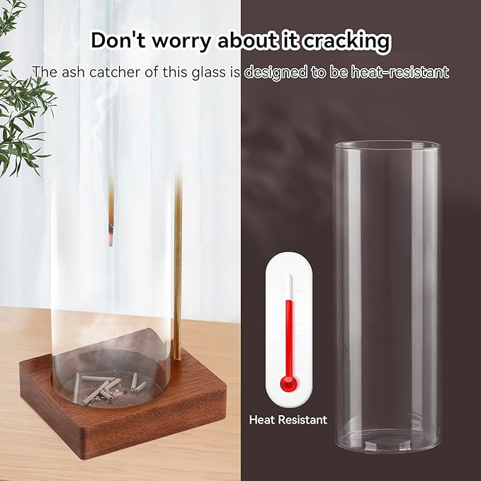 1 Pack Incense Holder for Sticks, Insence-Stick Holder Ash Catcher with Removable Glass [Anti-Ash Flying], Mess-Free Incense Burner Holder, Perfect for Meditation Yoga Relaxation, Home Decor