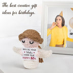 50th Birthday Gifts for Women Men, 1976 50th Birthday Decorations, Funny 50 Years Old Gifts for Family Friends Colleagues - Handmade Positive Angel Crochet Doll