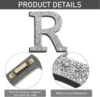 Qunclay 5.7" Silver Crystal Diamond Bling Letters Crushed Diamond Decoration Wooden Glitter Letter with Screw and Hooks Rhinestone Gift for Wedding Y2k Mcbling Bedroom Wall Decor (Letter R)