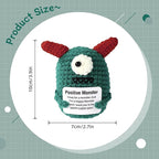 4 inch Positive One Eyed Monster Handmade Knitted Wool Doll with Positive Card Inspiring Gifts for Cheer Up Emotional Support Encouragement Friends