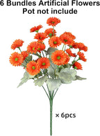HyeFlora Dahlia Artificial Flowers for Outdoors Faux Plants Spring Decoration, 6 Bundles Fake Outdoor Flower Realistic Daisy UV Resistant Silk Flowers for Outside Planter Patio Yard Garden Porch Home